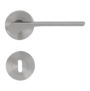 Freigestelltes Produktbild im idealen Blickwinkel fotografiert zeigt die GRIFFWERK Rosettengarnitur LEAF LIGHT in der Ausführung Buntbart - Samtgrau - Schraubtechnik