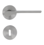 Freigestelltes Produktbild im idealen Blickwinkel fotografiert zeigt die GRIFFWERK Rosettengarnitur LEAF LIGHT in der Ausführung Buntbart - Samtgrau - Schraubtechnik