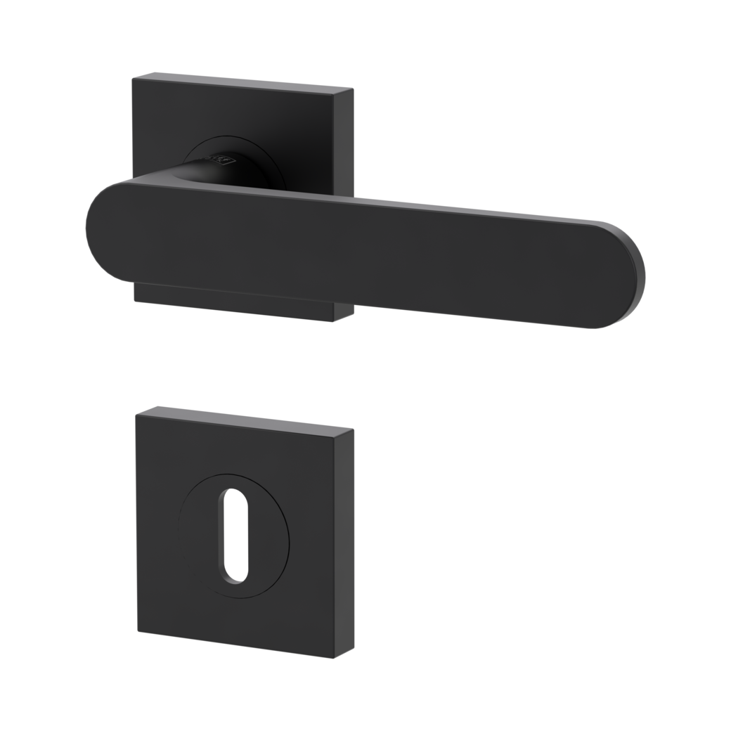 AVUS door handle set Screw-on sys.GK4 straight-edged escut. Cipher bit graphite black