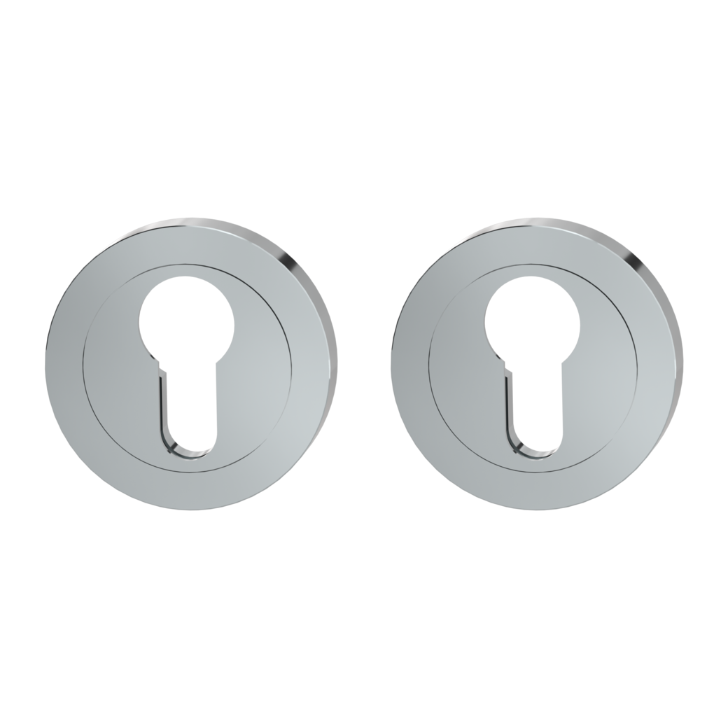Pair of escutcheons round profile cylinder Screw-on system polished stainless steel