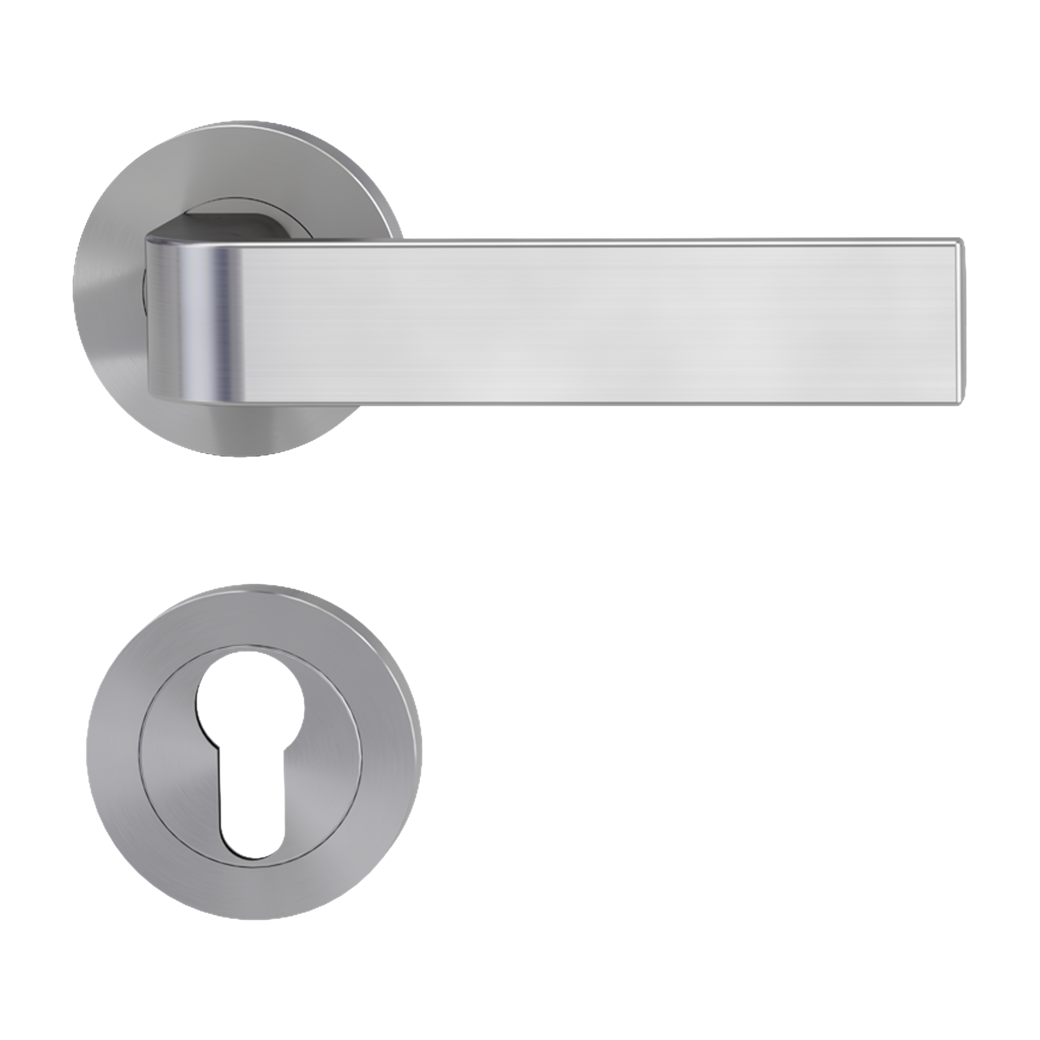 GRAPH door handle set Screw-on system GK4 round escutcheons Profile cylinder velvet grey
