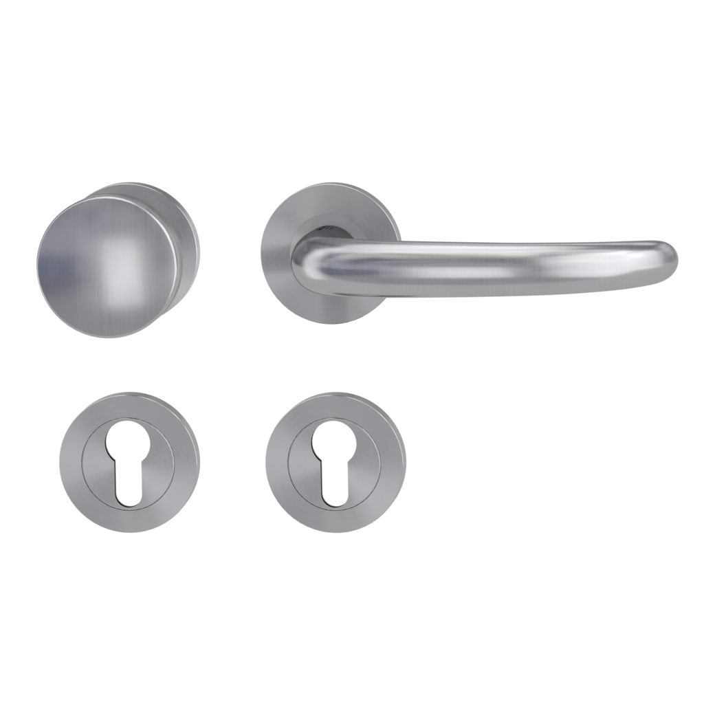 knob handle rose set ULMER GRIFF PROF screw on FP rose set round knob R2 38-50mm brushed steel R