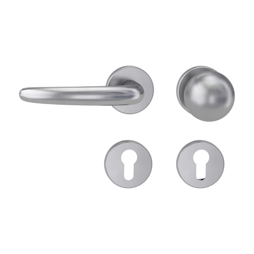 knob handle rose set ULMER GRIFF clip on cl3 rose set round knob R4 brushed steel L