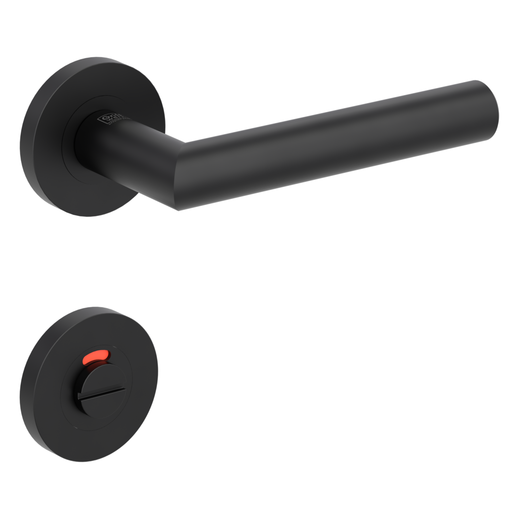 door handle set LUCIA PROF screw on cl3 rose set round wc red/white graphite black