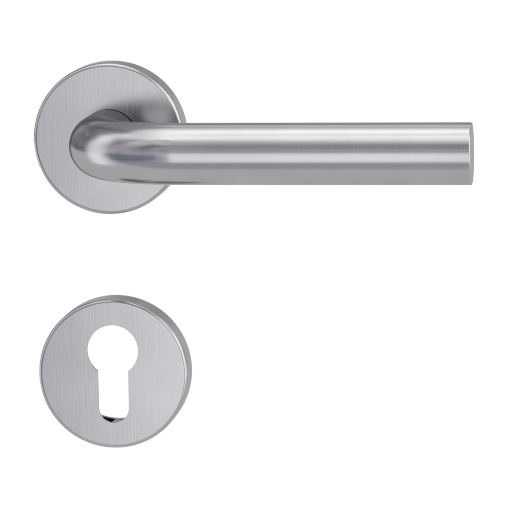 door handle set DANIELA clip on cl3 rose set round euro profile brushed steel