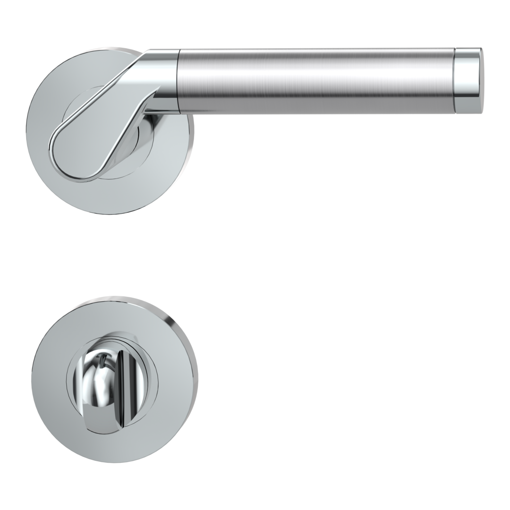 door handle set CORINNA screw on cl4 rose set round wc chrome/brushed steel