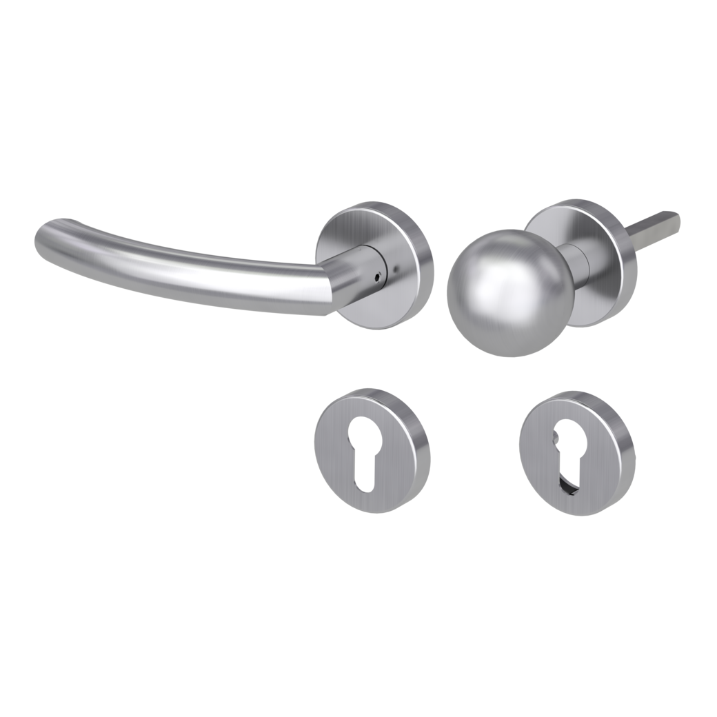 knob handle rose set VIVIA clip on cl3 rose set round knob R4 brushed steel L