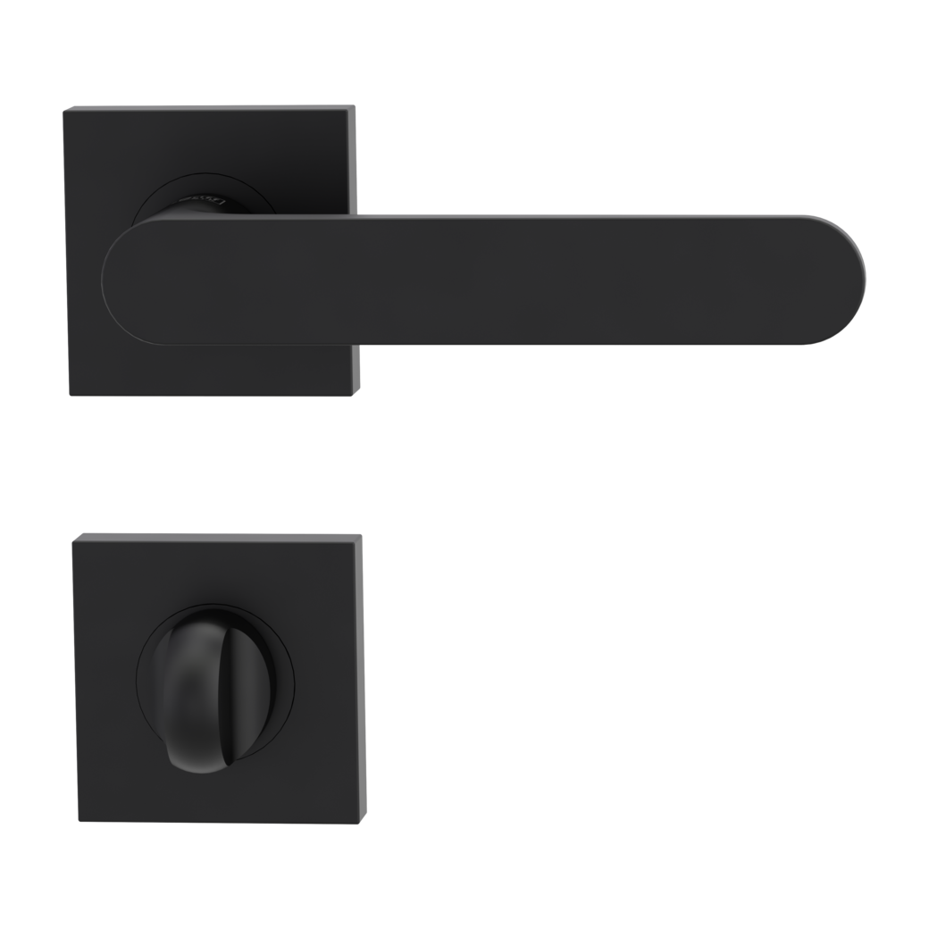 AVUS door handle set Screw-on sys.GK4 straight-edged escut. WC graphite black