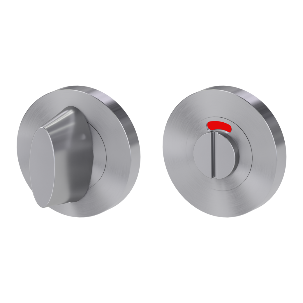 keyhole rose pair round wc red/white screw on brushed steel