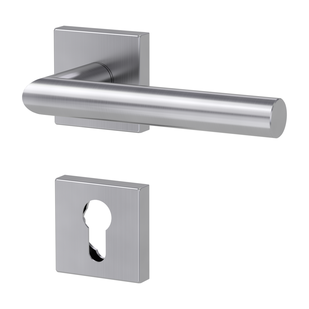 door handle set LUCIA SQUARE clip on cl3 rose set square euro profile brushed steel