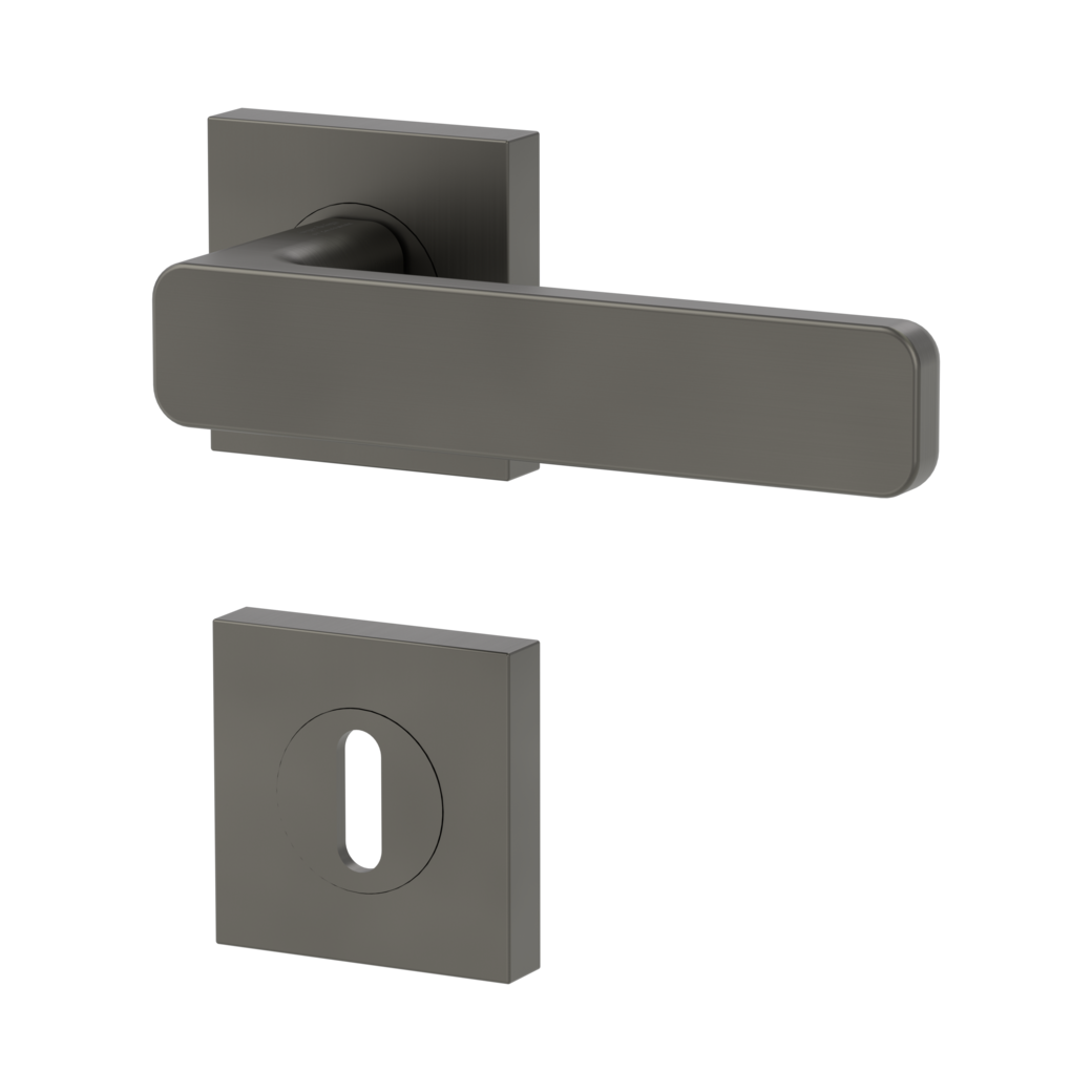 MINIMAL MODERN door handle set Screw-on sys.GK4 straight-edged escut. Cipher bit cashmere grey
