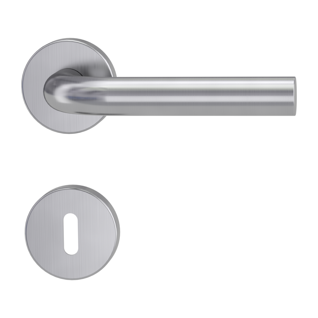 door handle set DANIELA clip on cl3 rose set round mortice lock brushed steel