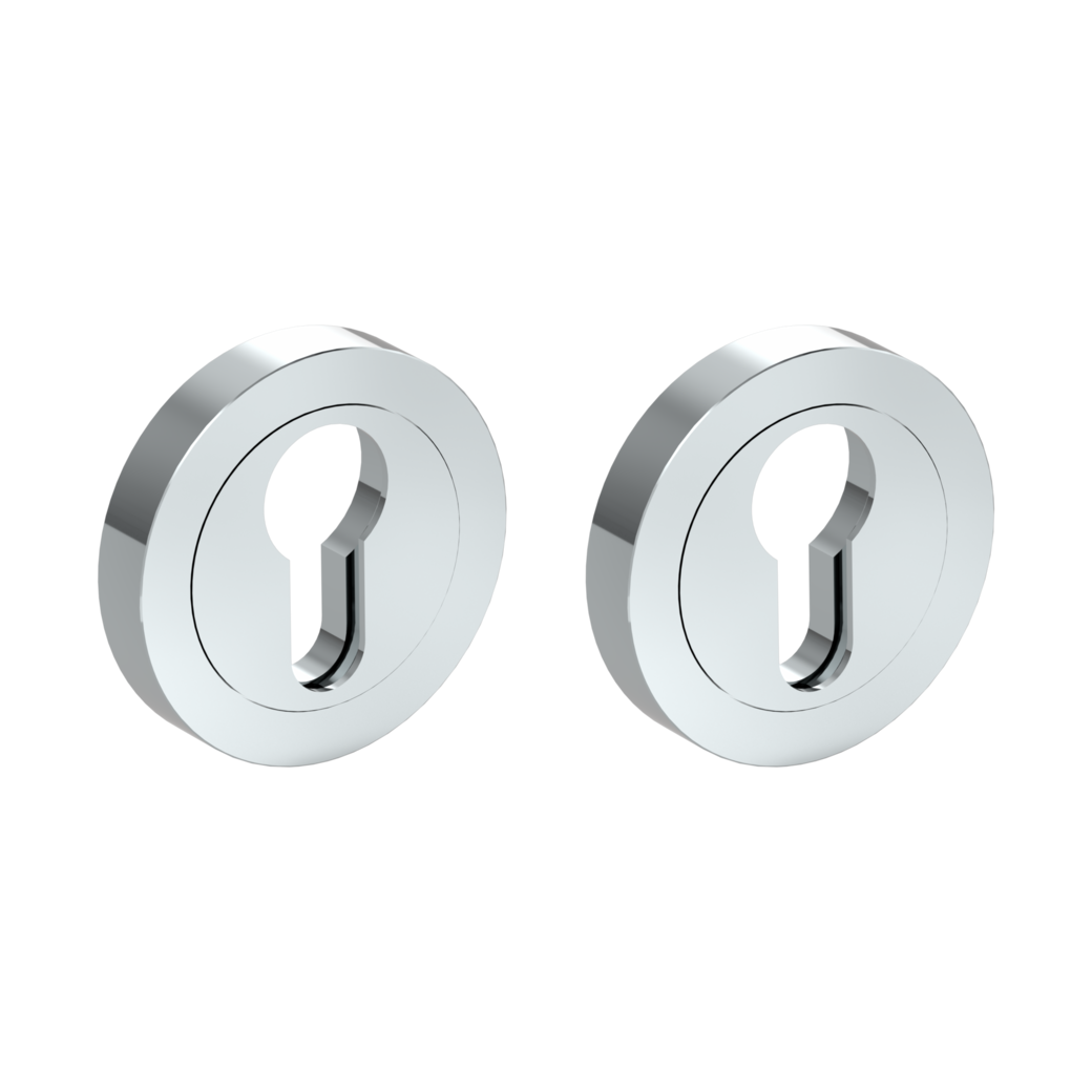 Pair of escutcheons zinc round profile cylinder Screw-on system chrome