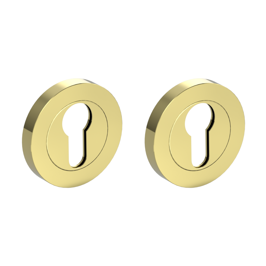 Pair of escutcheons zinc round profile cylinder Screw-on system brass effect