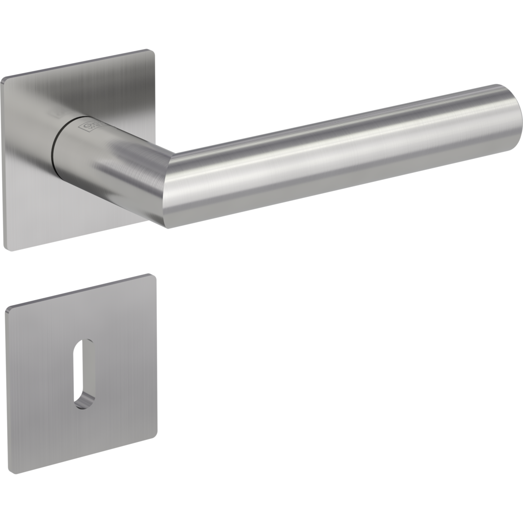 door handle set LUCIA PIATTA S QUATTRO flat rose rose set square mortice lock brushed steel