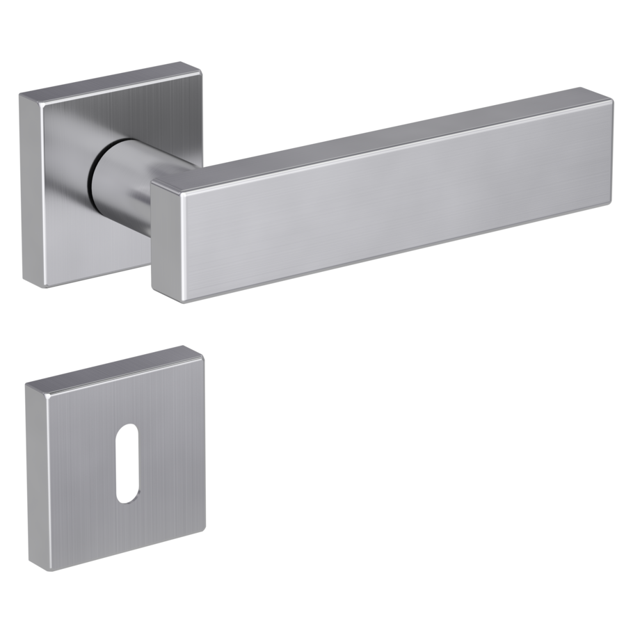 door handle set CARLA SQUARE clip on cl3 rose set square mortice lock brushed steel