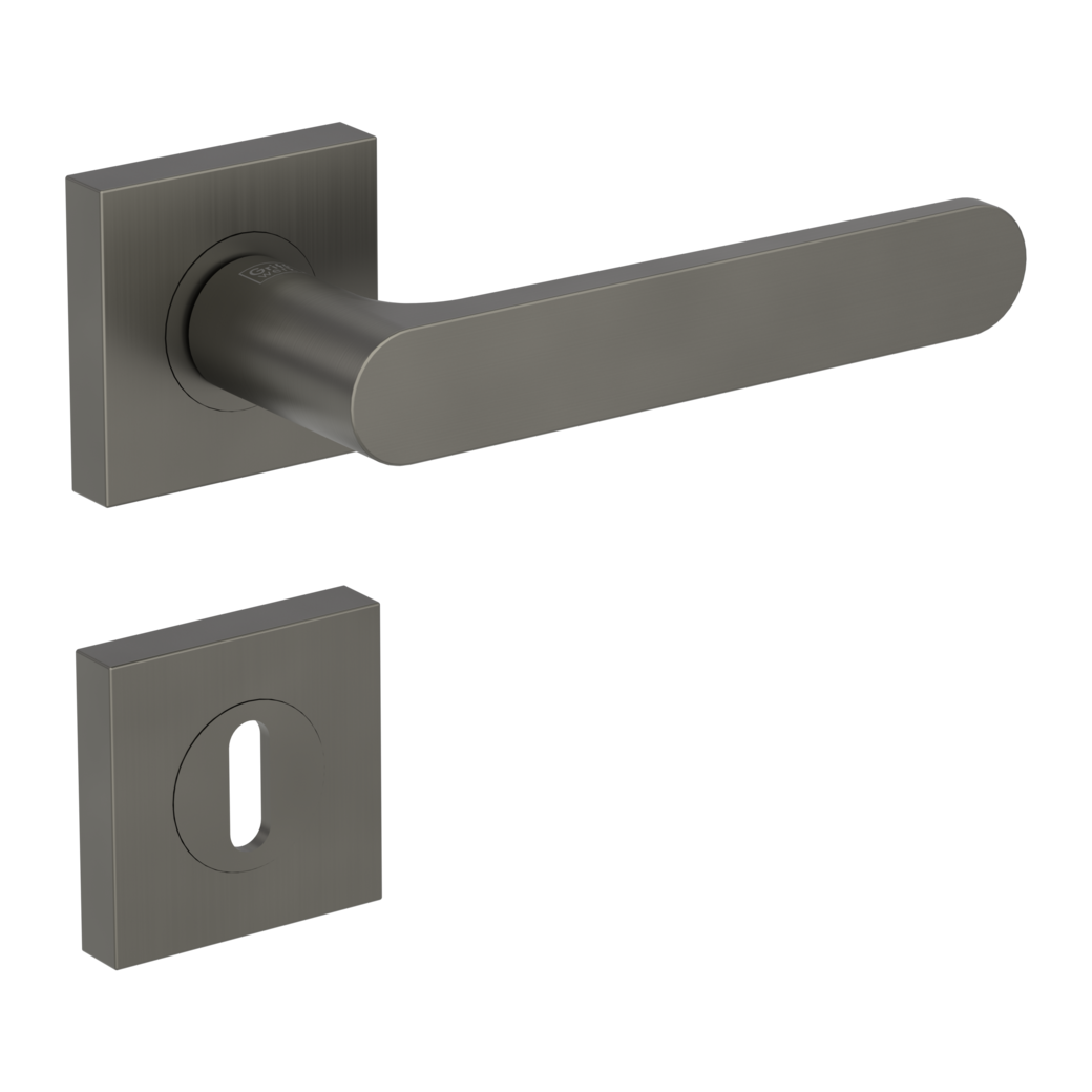 AVUS door handle set Screw-on sys.GK4 straight-edged escut. Cipher bit cashmere grey