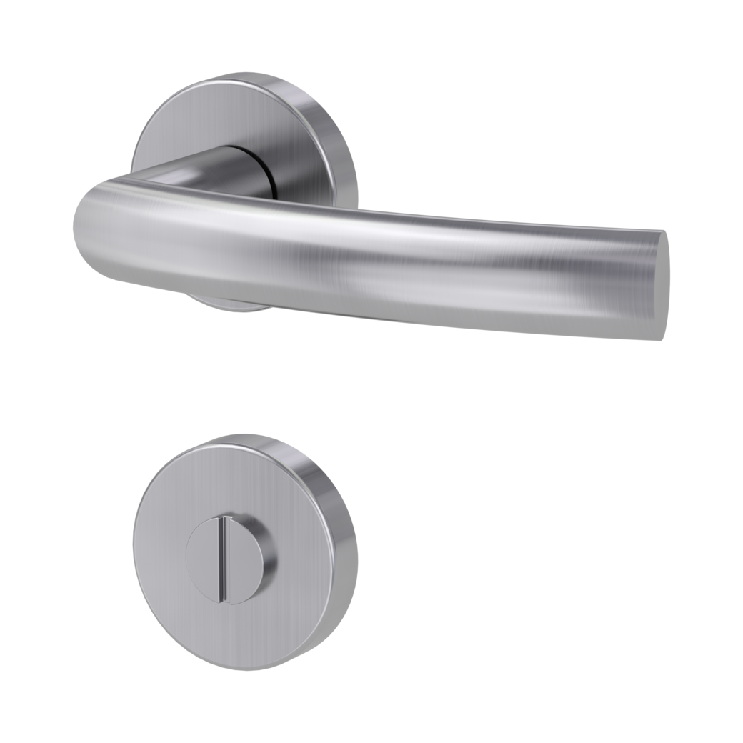 LORITA door handle set Clip-on system GK3 round escutcheons WC satin stainless steel