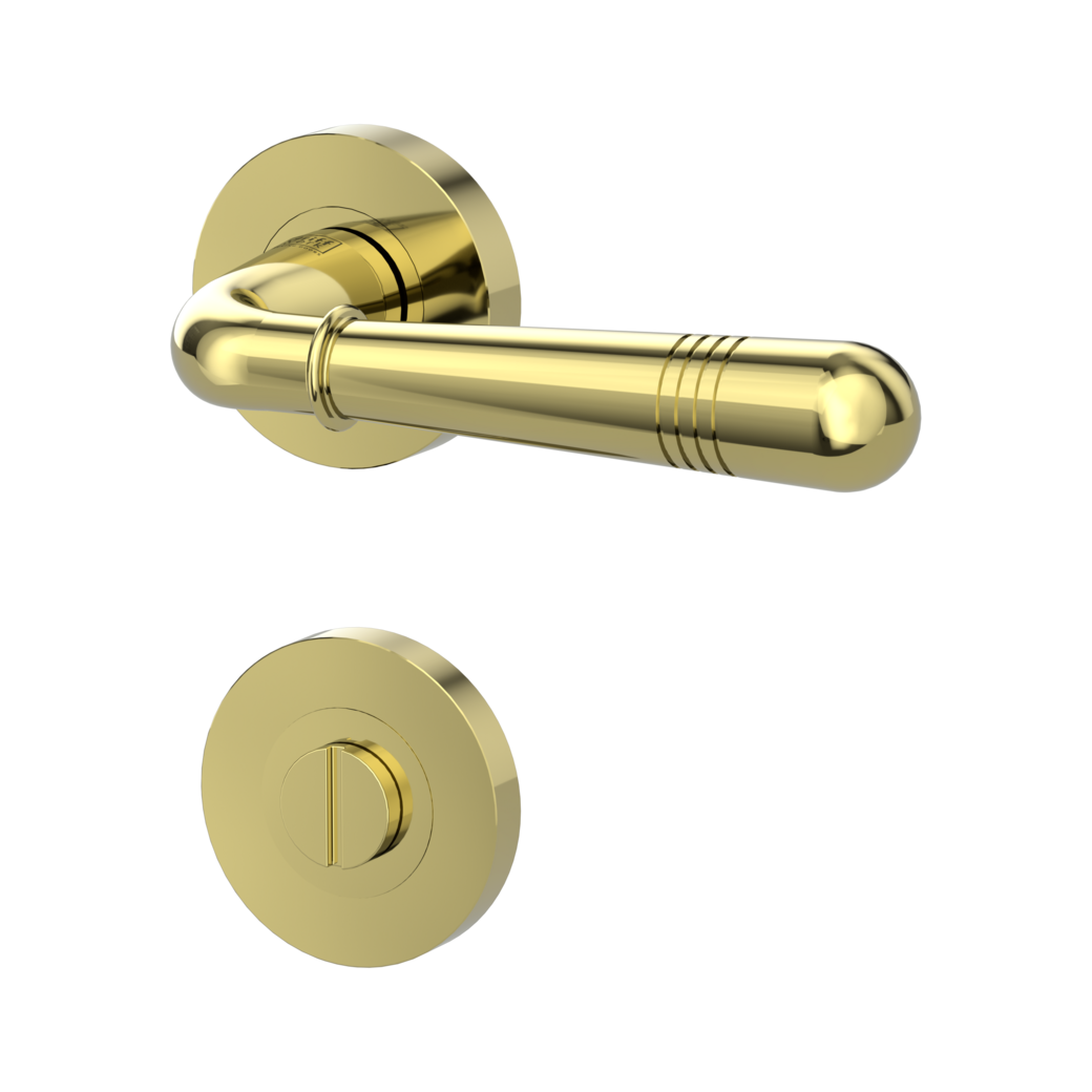 FABIA door handle set Screw-on system GK4 round escutcheons WC brass effect