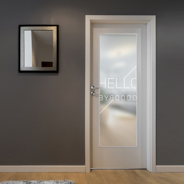 The picture shows the glass panel GRIFFWERK TYPO 688 in the version matt with white glass PURE WHITE