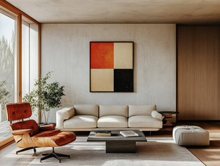 Vivienda minimalista de estilo Bauhaus La imagen muestra un salón minimalista de estilo Bauhaus