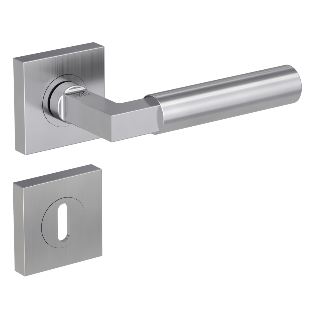 door handle set METRICO PROF screw on cl4 rose set square mortice lock brushed steel