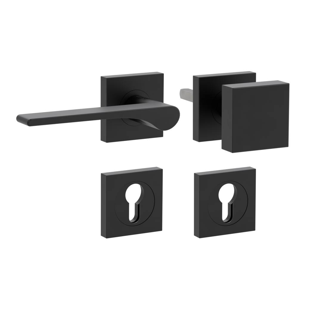 knob handle rose set LEAF LIGHT screw on cl4 rose set square knob SQUARE 34-45mm graphite black L