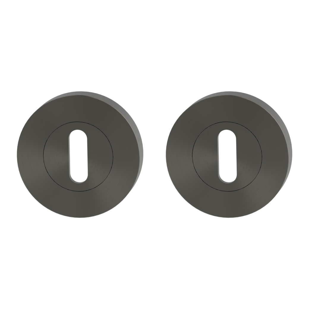 Pair of escutcheons zinc round cipher bit Screw-on system cashmere grey