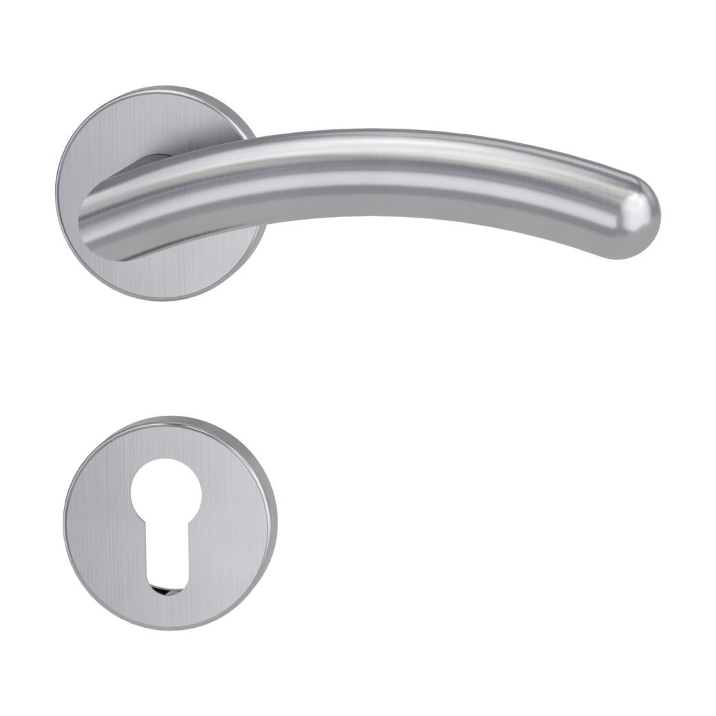 door handle set SAVIA clip on cl3 rose set round euro profile brushed steel