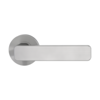 The image shows the Griffwerk door handle set MINIMAL MODERN in the version with rose set round unlockable screw on velvety grey