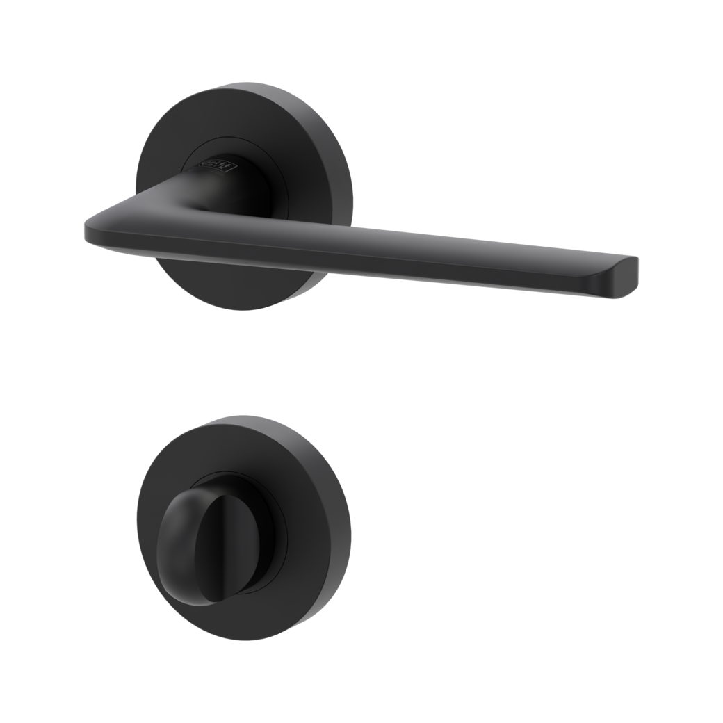 REMOTE door handle set Screw-on system GK4 round escutcheons WC graphite black