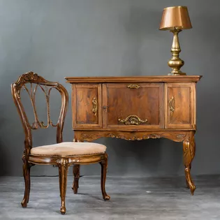 The picture shows antique furniture.
