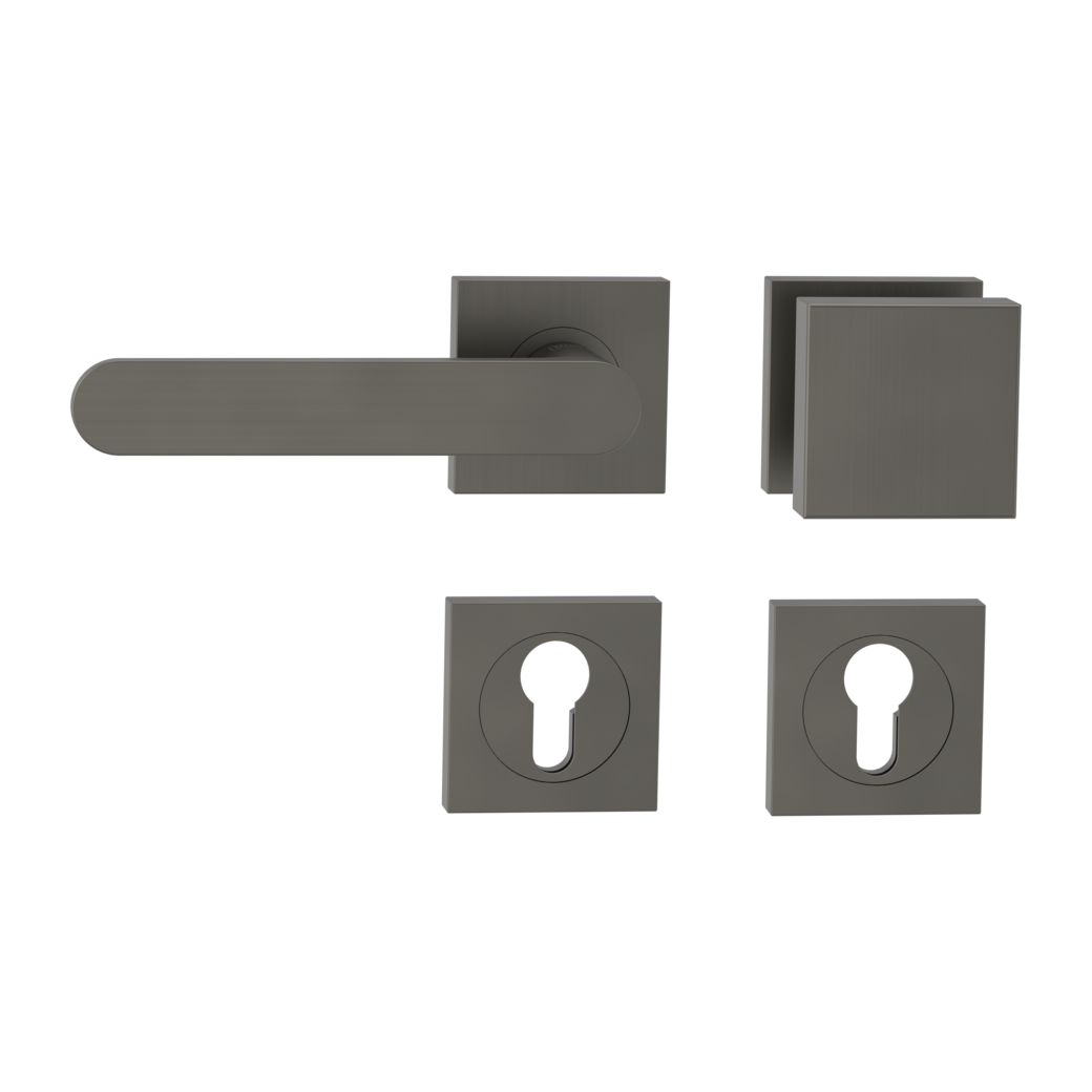 AVUS alternate set Screw-on sys.GK4 straight-edged escut. Knob SQUARE cashmere grey L