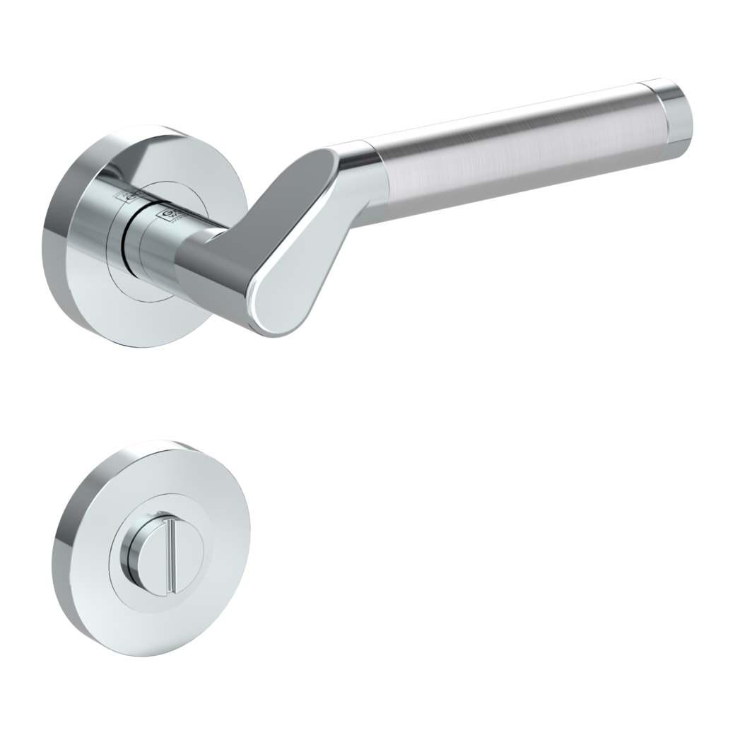 door handle set CORINNA screw on cl4 rose set round wc chrome/brushed steel