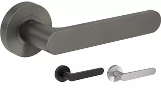 Door handle AVUS in cashmere grey The revised design has a clear line and dispenses with the change of frosted and polished areas.