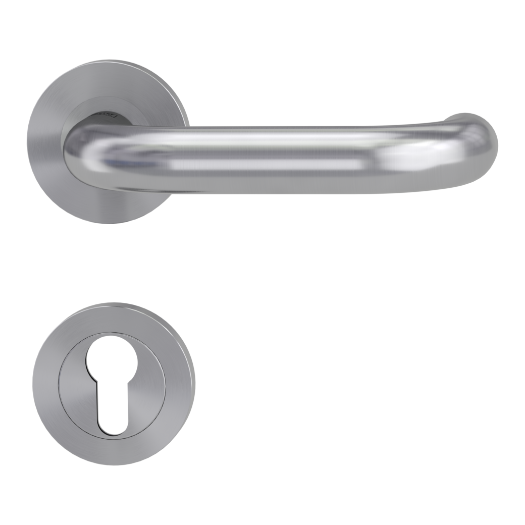 door handle set ALESSIA PROF screw on panic rose set round euro profile brushed steel