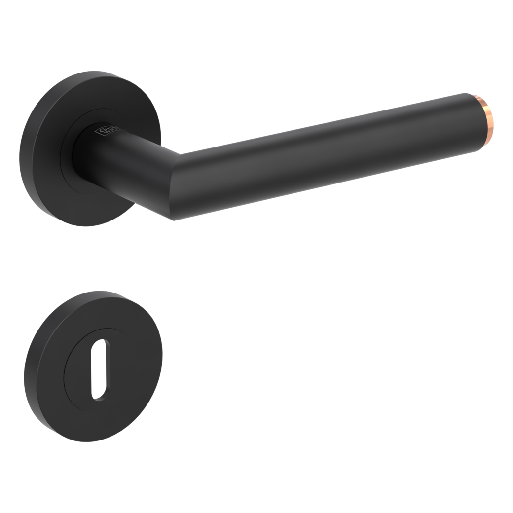 LUCIA SELECT door handle set Screw-on system GK3 round escutcheons Cipher bit graphite black copper