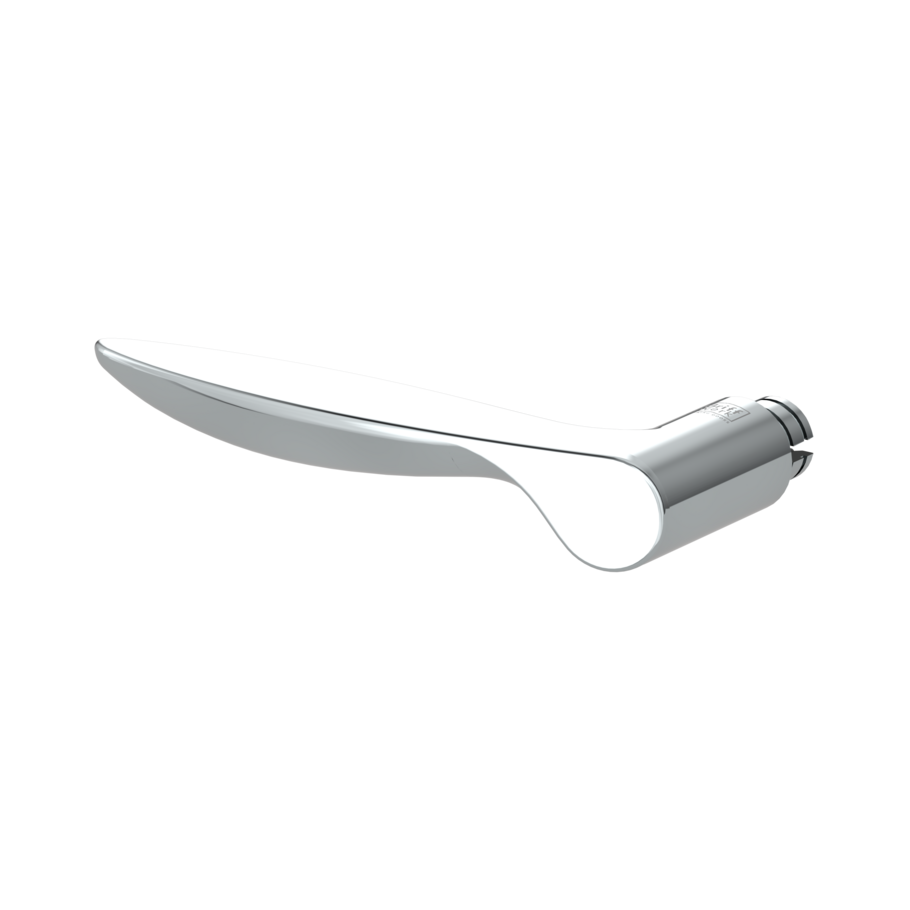 Silhouette product image in perfect product view shows the Griffwerk handle FRANCESCA in the version chrome/nickel matt, L