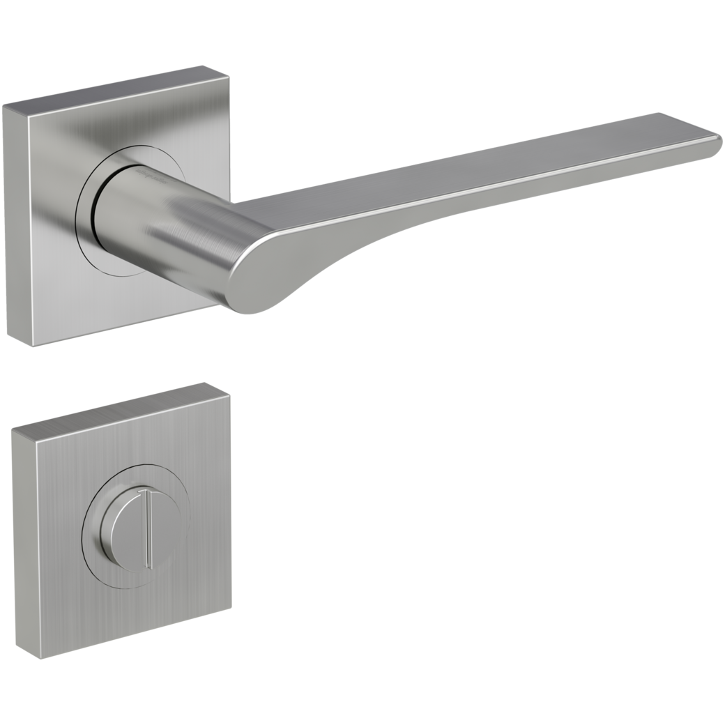 LEAF LIGHT door handle set Screw-on sys.GK4 straight-edged escut. WC velvet grey