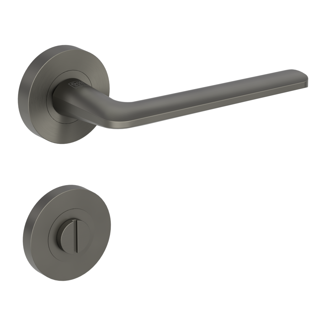 REMOTE door handle set Screw-on system GK4 round escutcheons WC cashmere grey