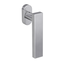 Silhouette product image in perfect product view shows the Griffwerk window handle CARLA in the version unlockable, brushed steel