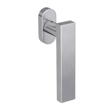 Silhouette product image in perfect product view shows the Griffwerk window handle CARLA in the version unlockable, brushed steel