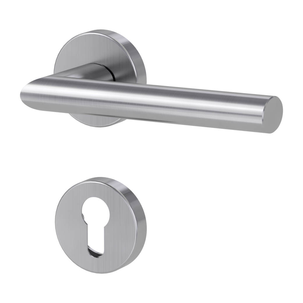 door handle set VIVIA clip on cl3 rose set round euro profile brushed steel