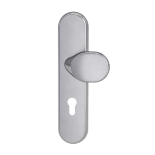 Silhouette product image in perfect product view shows the GRIFFWERK security fitting TITANO SB_884 in the version profile cylinder, norm 72mm - stainless steel mat - shield/shield 