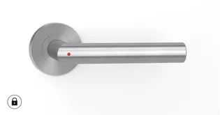 The image shows the Griffwerk door handle LUCIA with smart2lock