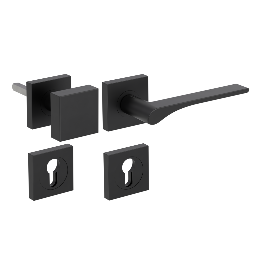 LEAF LIGHT alternate set Screw-on sys.GK4 straight-edged escut. Knob SQUARE 34-45mm graphite black R