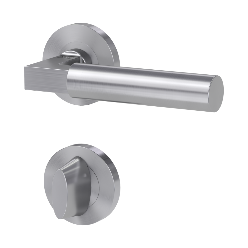 door handle set METRICO PROF screw on cl4 rose set round wc brushed steel