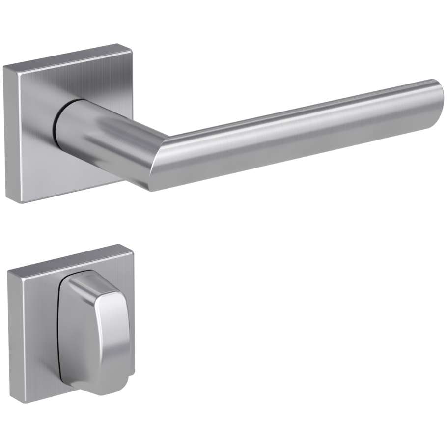 Isolated product image in the right-turned angle shows the GRIFFWERK rose set square OVIDA QUATTRO in the version turn and release - brushed steel - clip on technique inside view 