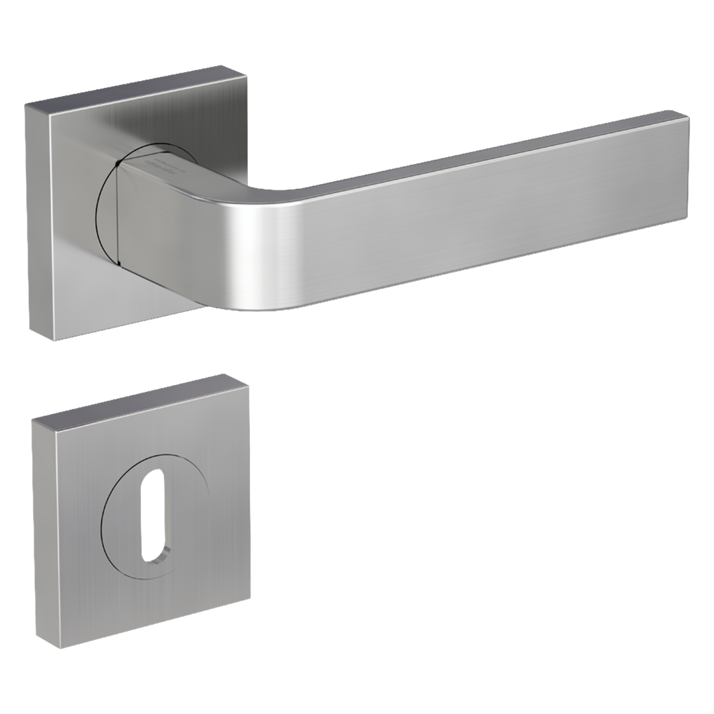 GRAPH door handle set Screw-on sys.GK4 straight-edged escut. Cipher bit velvet grey