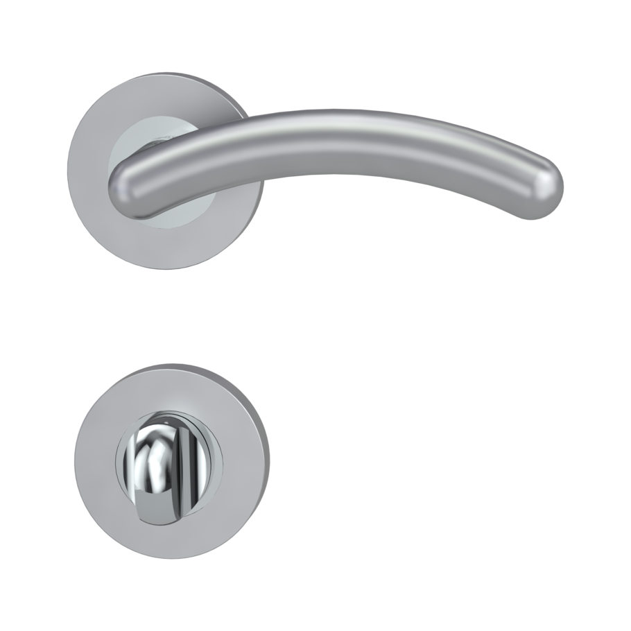 Isolated product image in perfect product view shows the GRIFFWERK rose set LORITA PROF in the version unlockable - brushed steel - screw on technique